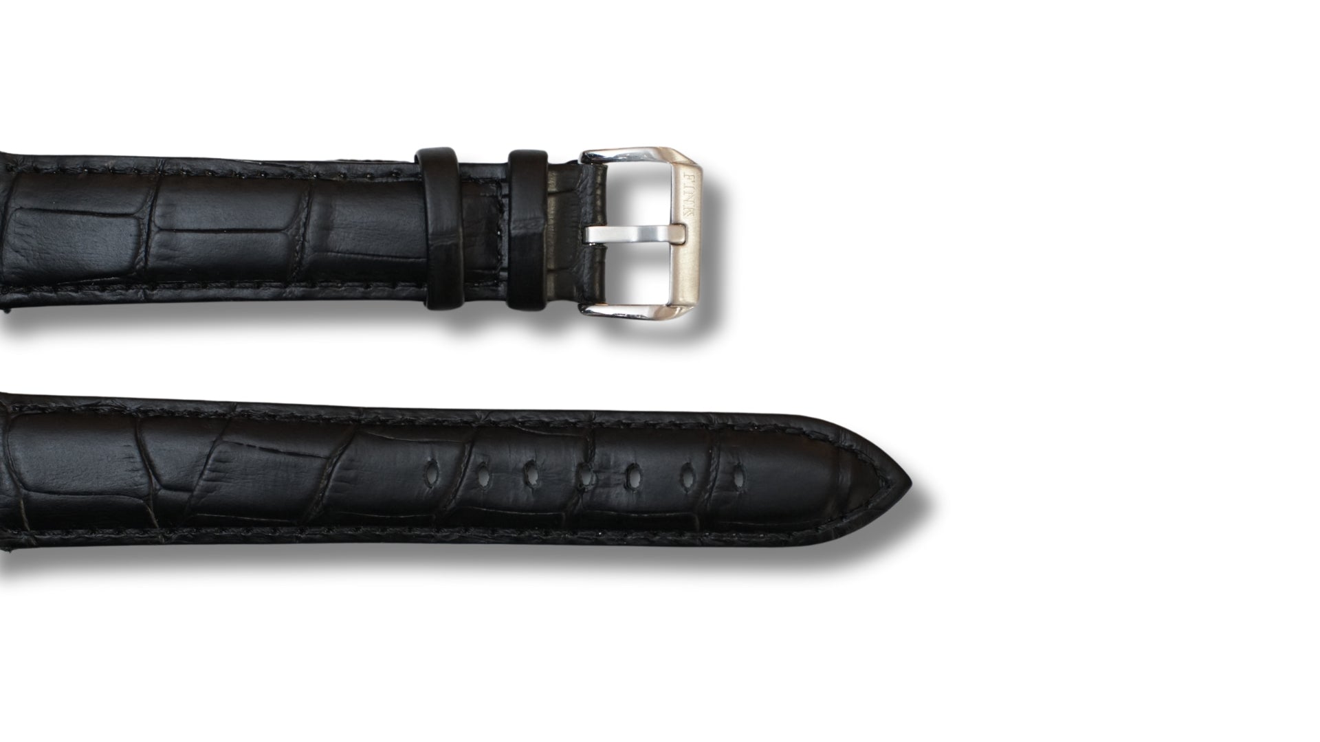 Italian Leather strap - black croc style leather - 20mm